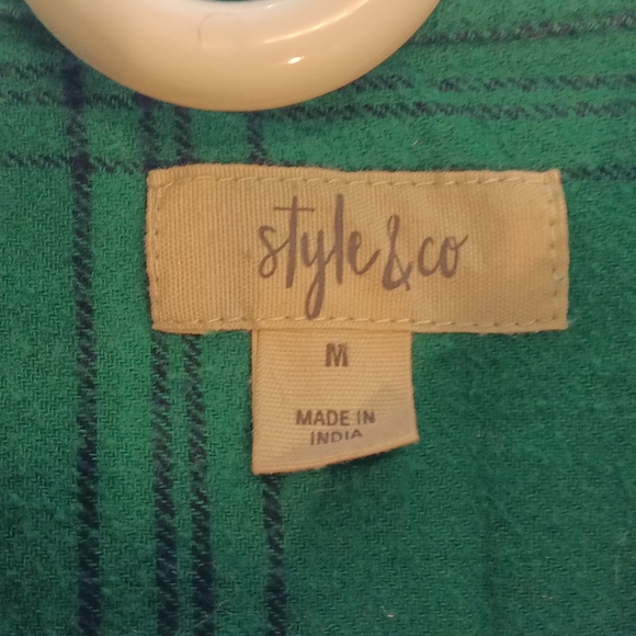 Style & Co. Emerald Green Plaid Button-Down Shirt - Picture 3 of 7